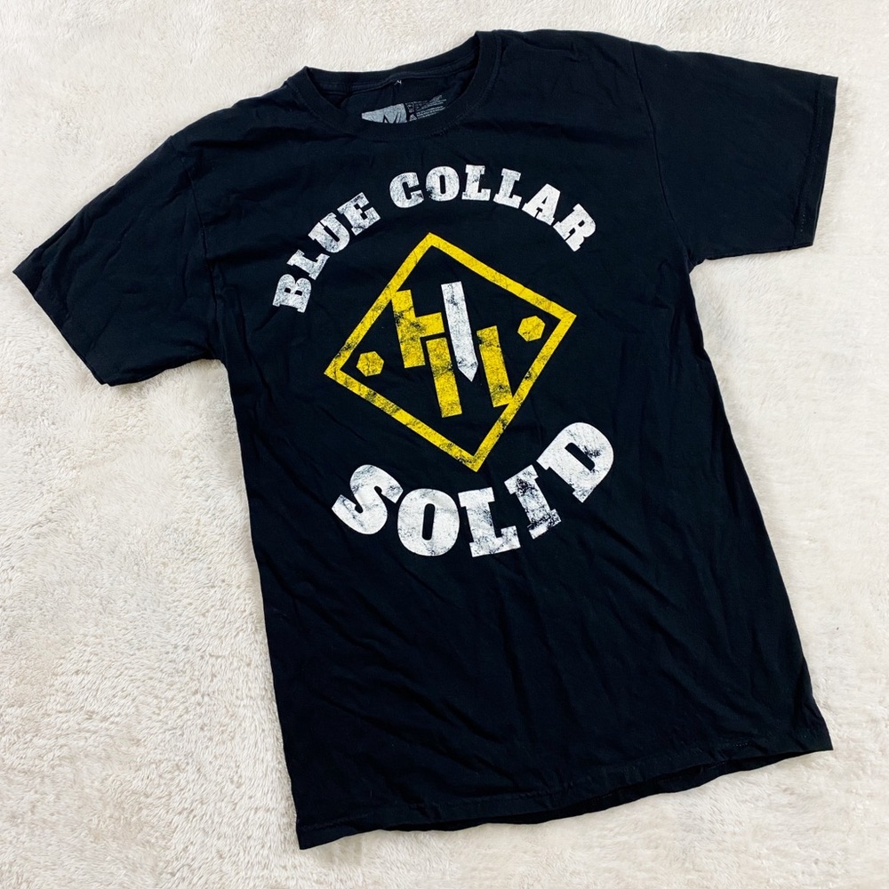WWE Official Heavy Machinery Blue Collar Solid Otis T-Shirt Size Unisex Small